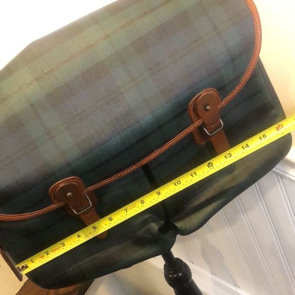 Ralph Lauren Black Watch Plaid Crossbody Messenger Bag - Picture 16 of 17